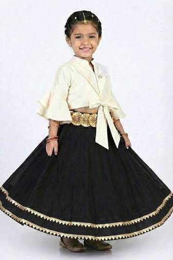Ivory top with black lehenga