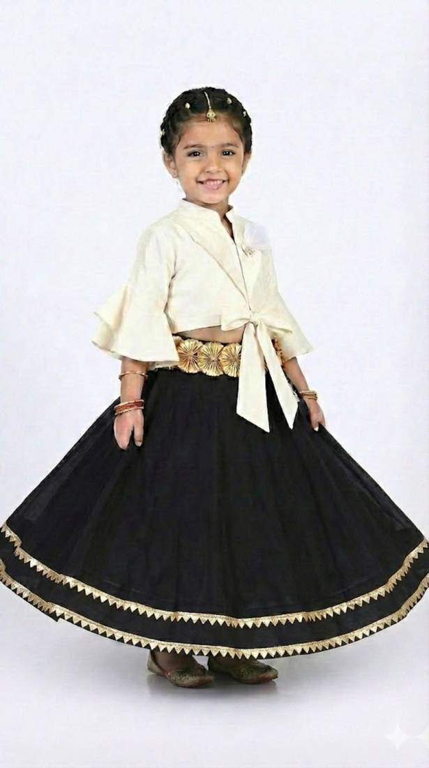 Ivory top with black lehenga