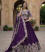 lehenga set purple chinon embroidered sequin festive