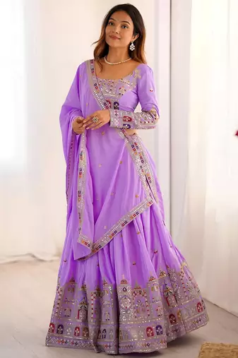 lehenga choli lavender crepe sequin embroidered wedding