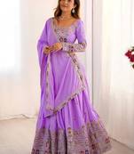 Mesmerizing Lavender Sequins Crepe Bridesmaid Lehenga Choli With Dupatta