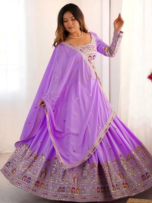 lehenga choli lavender crepe sequin embroidered wedding 2