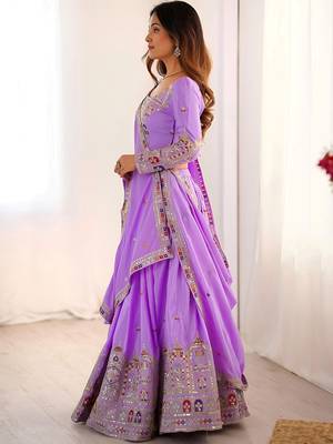 lehenga choli lavender crepe sequin embroidered wedding 3