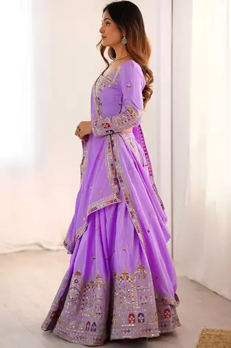 lehenga choli lavender crepe sequin embroidered wedding