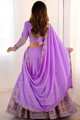 lehenga choli lavender crepe sequin embroidered wedding