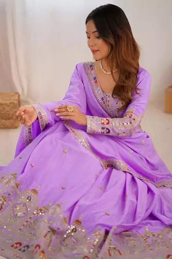 lehenga choli lavender crepe sequin embroidered wedding