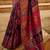 Deep violet floral banarasi silk blend saree