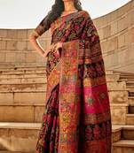 Raven black meenakari silk blend saree