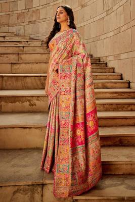 Silver-grey intricate weave saree 1