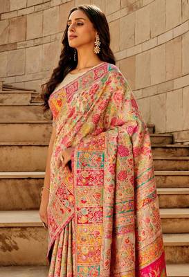 Silver-grey intricate weave saree 3