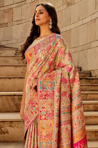 Silver-grey intricate weave saree