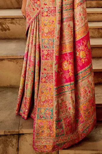 Silver-grey intricate weave saree