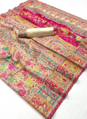 Silver-grey intricate weave saree 5