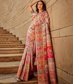 Pearl white heritage silk blend saree