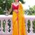 Sun yellow chiffon saree with pink accents