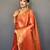 Orange tissue silk zari weaving border pallu saree with blouse
