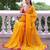 Sun yellow chiffon saree with pink accents