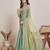 Mint green shimmer chiffon saree