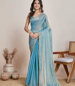 Blue shimmer chiffon saree