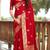 Red woven banarasi silk blend saree with blouse