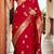 Red woven banarasi silk blend saree with blouse