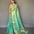 Sea blue tissue silk zari weaving border pallu saree with blouse