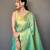 Sea blue tissue silk zari weaving border pallu saree with blouse