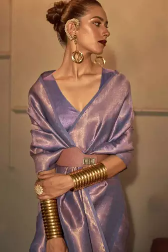 Purple silk blend saree with blouse