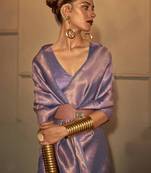 Purple silk blend saree with blouse