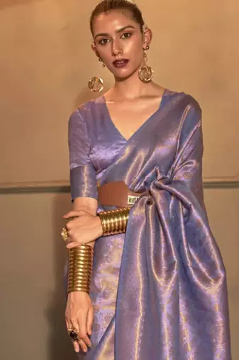 Purple silk blend saree with blouse