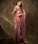 Rose gold shimmer silk blend saree