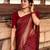 Deep maroon silk blend saree with zari butis
