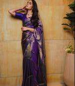 Royal purple banarasi silk blend saree