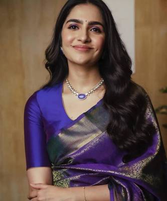 Royal purple banarasi silk blend saree 2