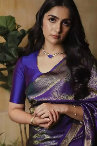 Royal purple banarasi silk blend saree