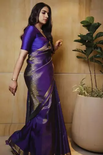Royal purple banarasi silk blend saree