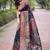 Black woven pashmina silk blend saree with blouse piece