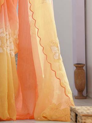 Peach & yellow ombre silk blend saree 4