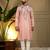 Men's pink viscose silk sequins embroidered kurta with pajama set