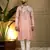 Men's pink viscose silk sequins embroidered kurta with pajama set