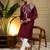 Men's maroon viscose silk sequins embroidered kurta with pajama set