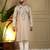 Men's beige viscose silk sequins embroidered kurta with pajama set