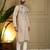 Men's beige viscose silk sequins embroidered kurta with pajama set