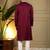 Men's maroon viscose silk sequins embroidered kurta with pajama set