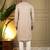 Men's beige viscose silk sequins embroidered kurta with pajama set