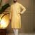 Men's yellow khadi cotton mirror embroidered kurta with pajama set