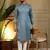 Men's blue khadi cotton mirror embroidered kurta with pajama set