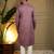Men's wine khadi cotton mirror embroidered kurta with pajama set