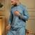 Men's blue khadi cotton mirror embroidered kurta with pajama set