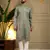 Men's mehendi khadi cotton mirror embroidered kurta with pajama set